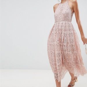 ASOS Lace Pinny Scallop Edge Midi Dress